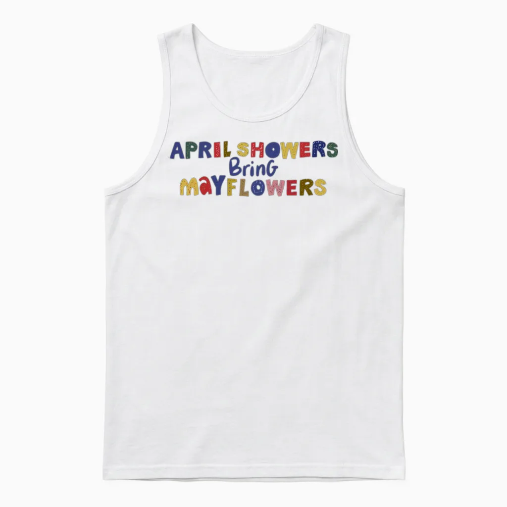 Colorful Alphabet Unisex Tank Top in White