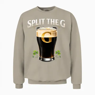 Split the G Irish Beer Tees St Patricks Day Pub Unisex Sweatshirt - Sand