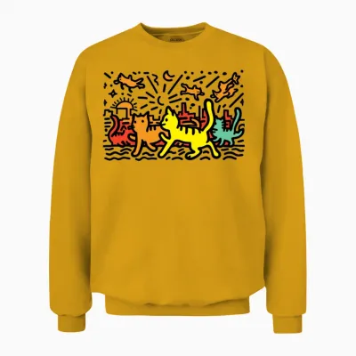 Walking Cats - the Haring Cats Collection Unisex Sweatshirt - Gold