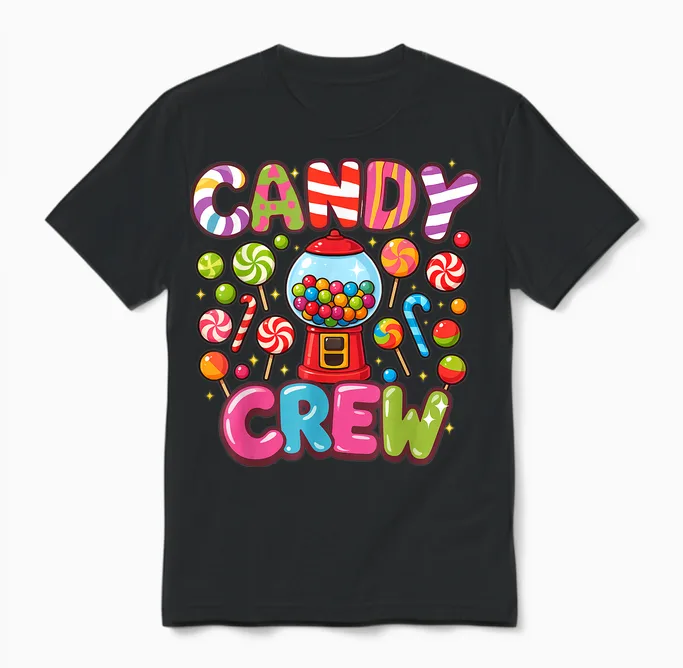 Candy Crew Candy Costume Women Candy Land Kids Sweetie Unisex T-Shirt in Black