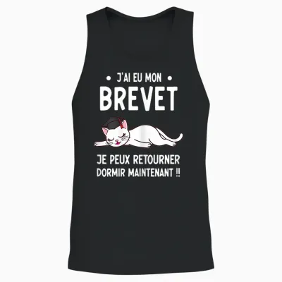 Chat Dormir Réussite Brevet Diplôme Collège Fille Unisex Tank Top - Black