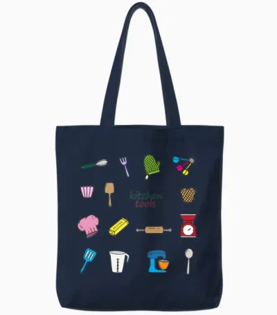 Kitchen Utensils Tote Bags - Navy