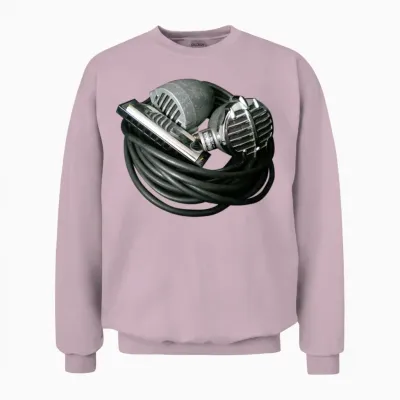 Harmonica and Vintage Bullet Mics Unisex Sweatshirt - Light Pink