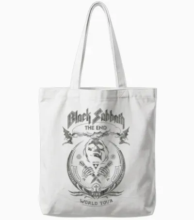 Black Sabbath Iconic the End World Tour Graphic T-Shirt, Black, S Tote Bags - White