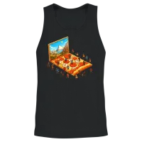 Pizza Hiking People — & Outdoors Gift Unisex Tank Top - Black – 2