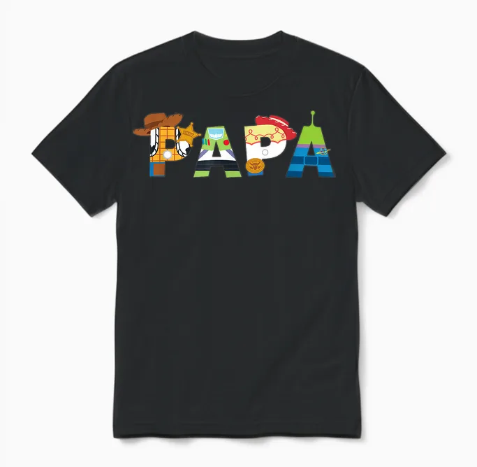 Disney and Pixar's Toy Story Papa Father's Day Dad Birthday T-Shirt, Black, S Unisex T-Shirt in Black