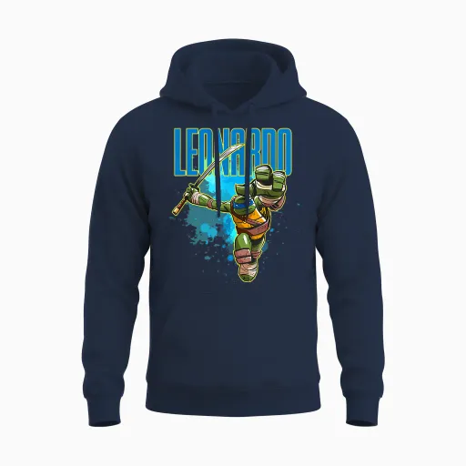 Leonardo - Blue Splatter Paint Unisex Hoodie in Navy