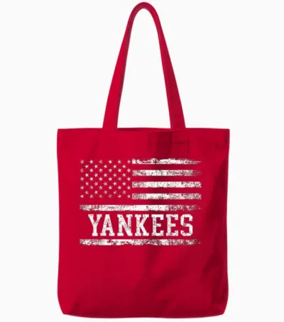 Vintage Retro Styles 90s Yankees Name Personalized Tote Bags - Red