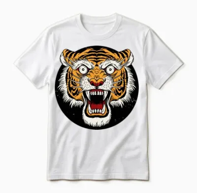 Old School Tiger Face Vintage Retro Graphic Unisex T-Shirt - White
