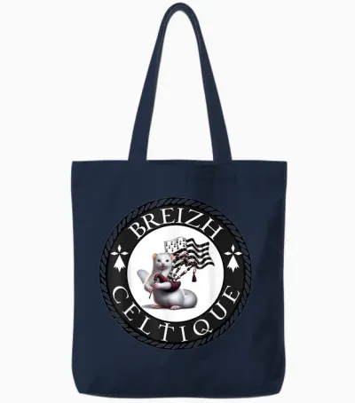 L'hermine Bretonne T-Shirt, Blue, S Tote Bags - Navy