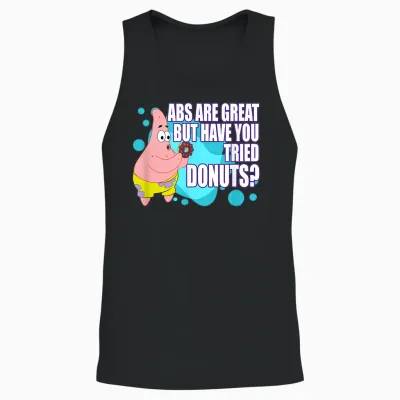 Patrick Star Loves Donuts Unisex Tank Top - Black