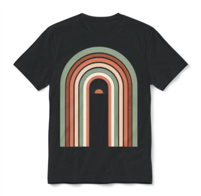 Retro Arc Sunrise Unisex T-Shirt - Black