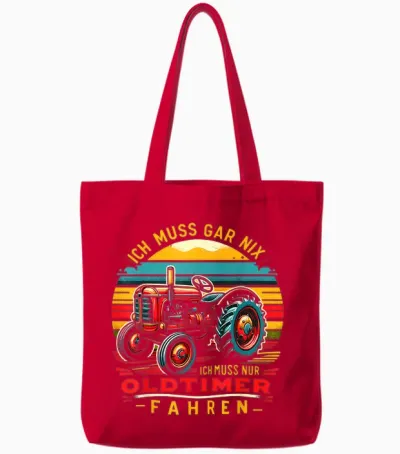 Artipalati Geschenke Oldtimer Traktor Landwirt Landwirtschaft Bauer Trecker T-Shirt Schwarz Klein Tote Bags - Red