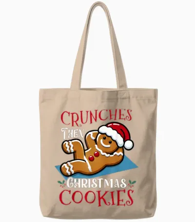 Christmas Gingerbread Man Cookie Funny Quote Workout Fitness Tote Bags - Natural