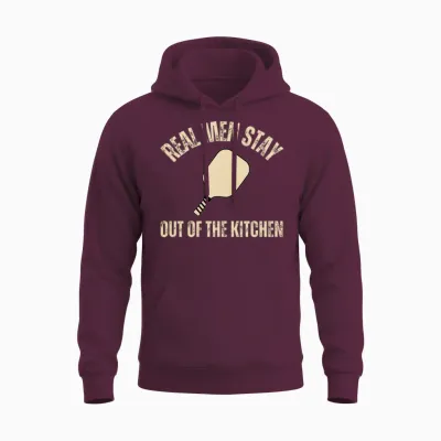 Real Men Stay Out of the Kitchen, Pickleball Unisex Hoodie - Maroon