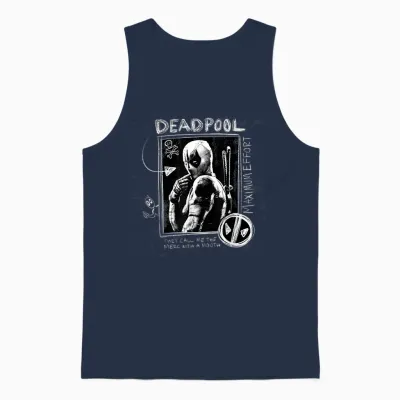 Marvel Studios Deadpool & Wolverine Maximum Effort Chalk Art Unisex Tank Top - Navy