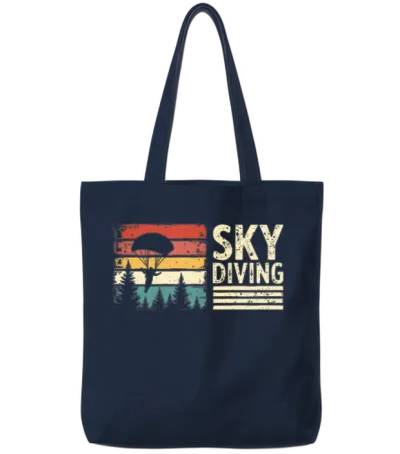 Skydiving Vintage Retro Sunset Tote Bags - Navy