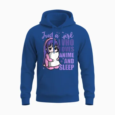 Just a Girl Who Loves Anime and Sleep Pajama Pj Unisex Hoodie - Royal