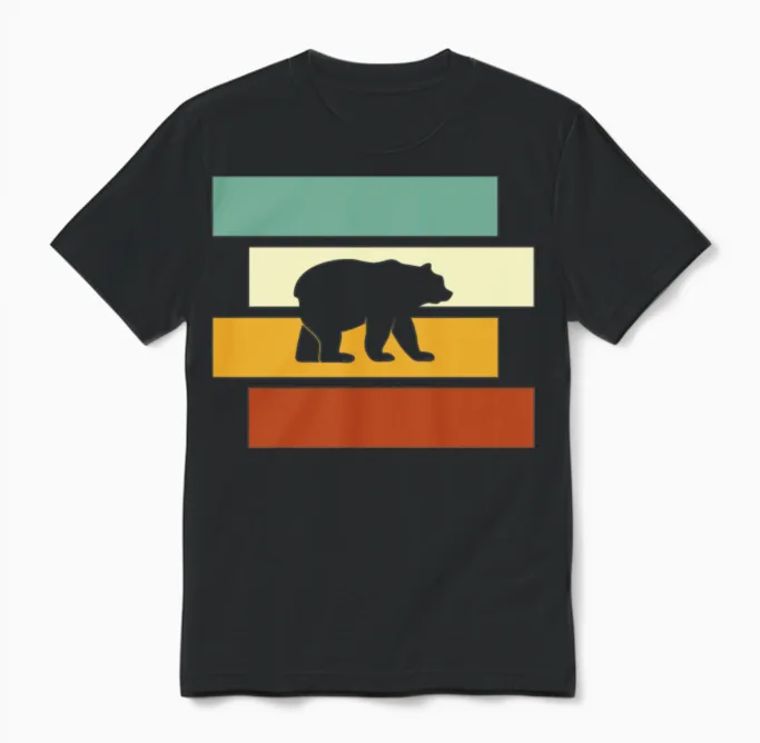 Bear Retro - Wildlife Unisex T-Shirt in Black