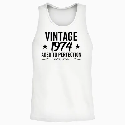 Vintage 1974 Aged to Perfection Unisex Tank Top - White