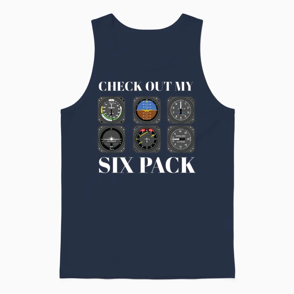 Funny Pilot Six Pack Aviation Flight Simulation Unisex Tank Top in Navy