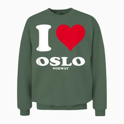 Red Heart I Love Oslo Unisex Sweatshirt - Military Green