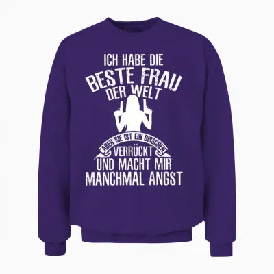 Ich Habe Die Beste Frau Der Welt Ehemann Spruch (on Back) Unisex Sweatshirt - Purple