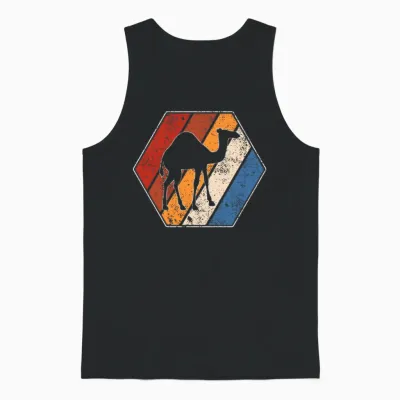 Camel Retro Unisex Tank Top - Black