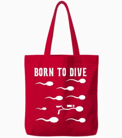 Born to Dive - Motif De Sperme De Plongée Amusant Tote Bags - Red