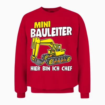 Baustelle Mini Bauleiter Bauherr Sprüche Jungen Bagger Unisex Sweatshirt - Red