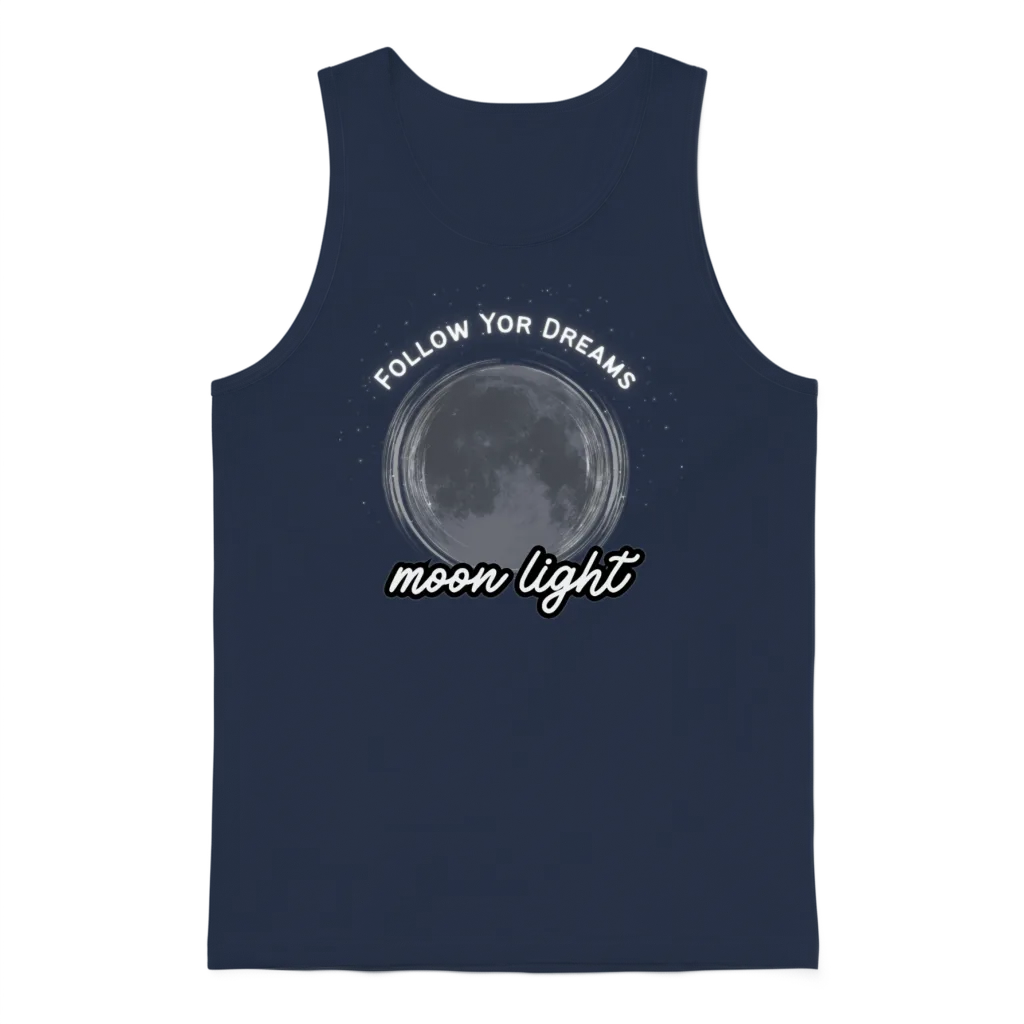 Moonlight Dreamer Follow Your Dreams Aesthetic Unisex Tank Top - Navy
