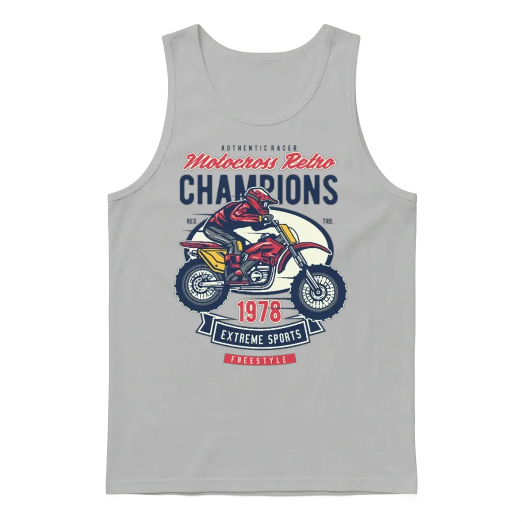 Motocross Retro Classic Motorcycle Unisex Tank Top - Ash