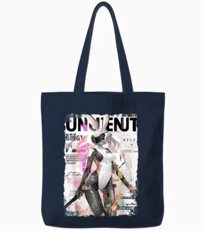 Magazin Cover Vintage Girl Bunny Collage Sexy Model Pin-Up Tote Bags - Navy