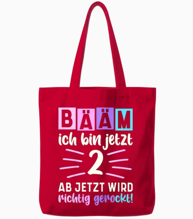 Bรครคm Ich Bin Jetzt 2 Geburtstag Zwei Jahre Mรคdchen Tote Bags in Red