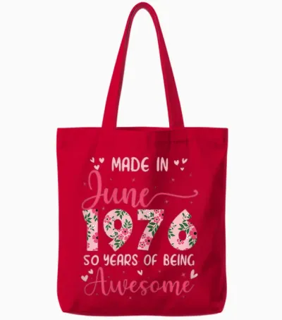 Juin 1976 Cool Cadeau Anniversaire 50 Ans Pour Femmes Tote Bags - Red