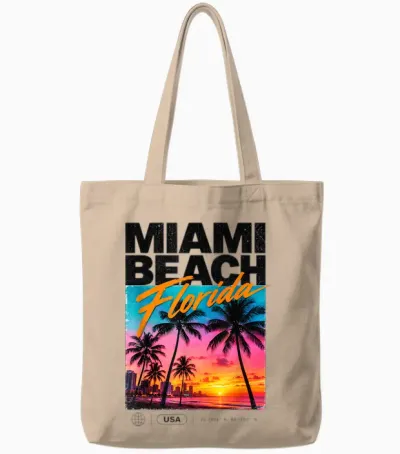 Miami Beach Vintage Floride été Paradis Palmiers Et Vacances Tote Bags - Natural