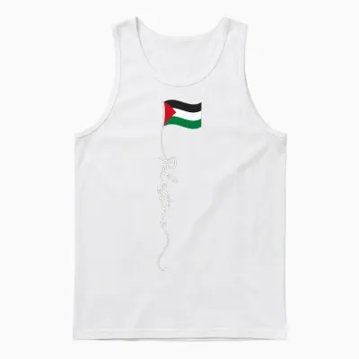 Palestine Flag Pride Unisex Tank Top - White