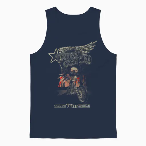 Lynyrd Skynyrd Call Me Breeze Biker Eagle Classic Retro Rock Unisex Tank Top in Navy