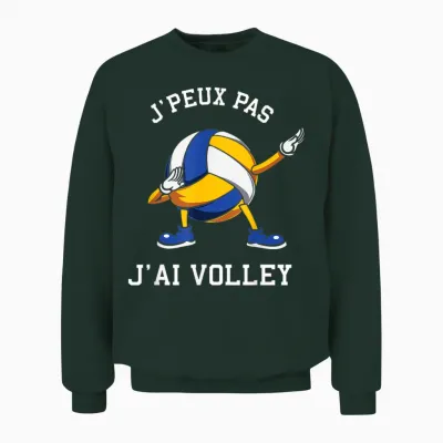 J'peux Pas J'ai Volleyball Humour Volleyball Tamponne Volleyeur T-Shirt, Black, S Unisex Sweatshirt - Forest
