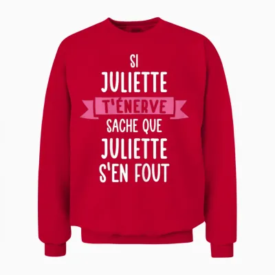 Gift Woman Humour Name Personalised Juliette T-Shirt, Black, Female X-Small Unisex Sweatshirt - Red