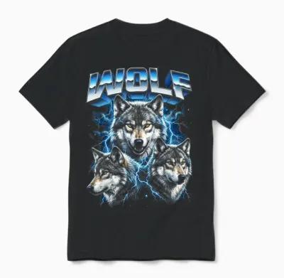 Loup Vintage Années 80 Rétro Drôle Loup Faune Sauvage Années 90 Hommes Femmes Unisex T-Shirt - Black