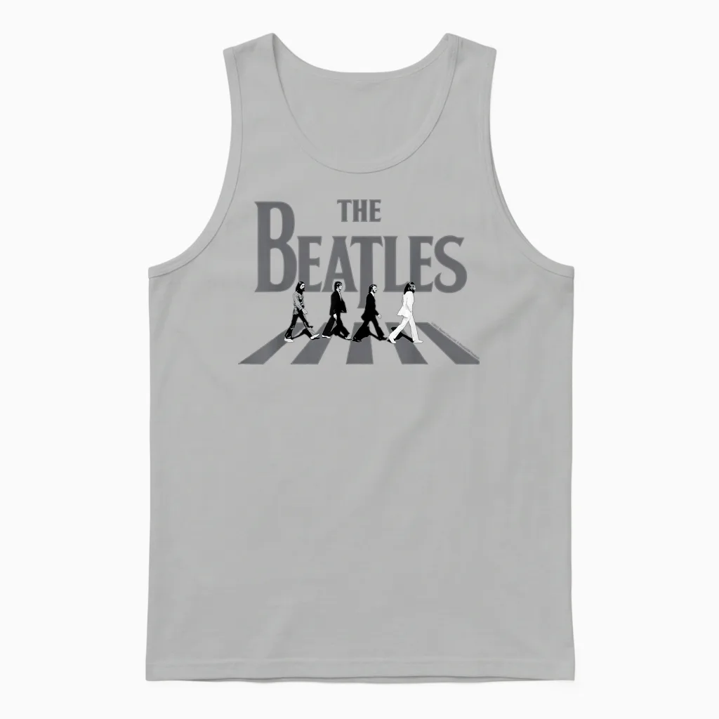 The Beatles - Abbey Road Greyscale Album Cover Unisex Tank Top in Ash