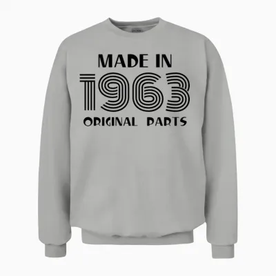 Made in 1963 Birthday Retro Unisex Sweatshirt - Ash