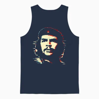 Che Guevara Rebel Shirt Icon Pixel Art Glitch Pop Art Retro Unisex Tank Top - Navy