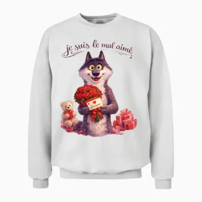 Wolf Le Mal Aimé Valentine's Day Gift Woman Man Unisex Sweatshirt - White