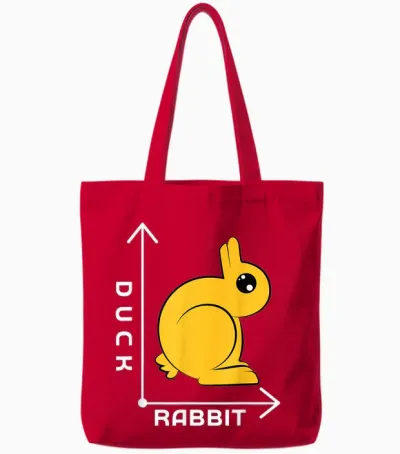 Lustiges Optisches Illusionsdesign - Ente - Hase - Streich - Kunst Tote Bags - Red