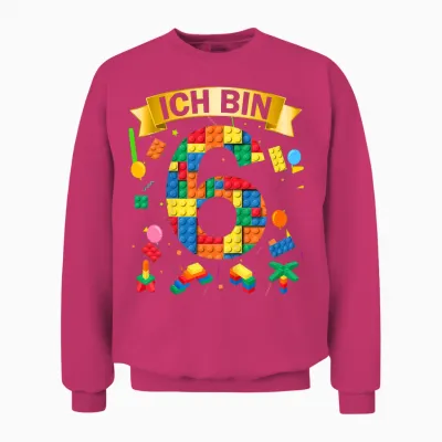 Children's 6th Birthday Boy Girl Gift Idea Outfit Ich Bin 6 Unisex Sweatshirt - Heliconia