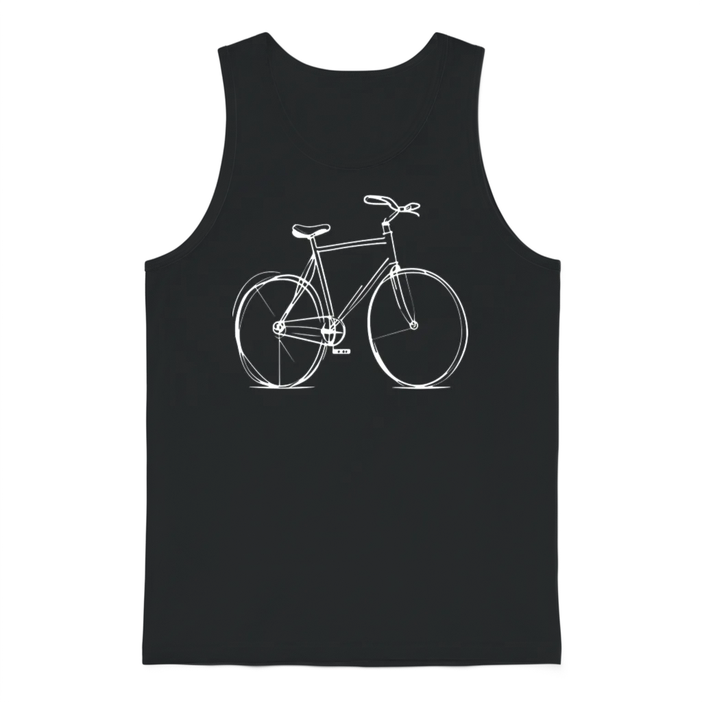 Bicycle Bike Cycle - Line Drawing - Cyclist Biking Unisex Tank Top - Black