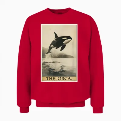 Orcas Orca Tarot Card T-Shirt, Black Unisex Sweatshirt - Red