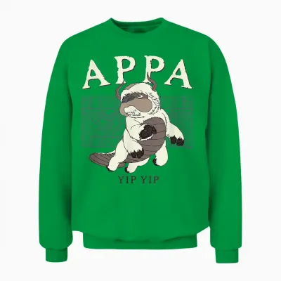 Avatar: the Last Airbender Appa Yip Yip Big Chest Logo T-Shirt, White Unisex Sweatshirt - Irish Green
